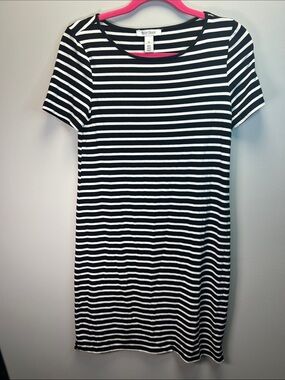 White House Black Market Black and White Striped Dress
